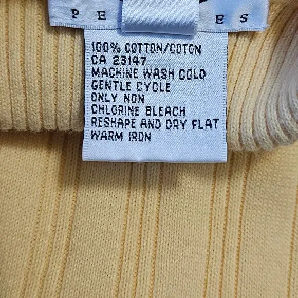 Vtg Talbots Petites Sweater Size Medium Butter Yellow Turtleneck Ribbed Knit Y2K - Picture 5 of 5